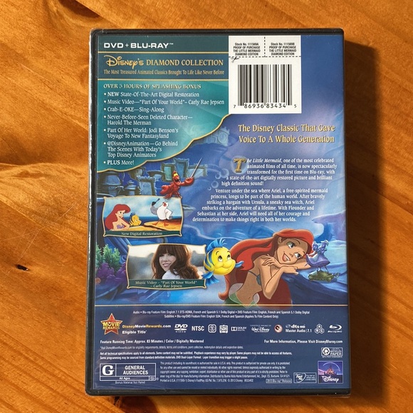 Disney The Little Mermaid DVD + Blu-ray Diamond Edition - Sealed - Picture 2 of 4